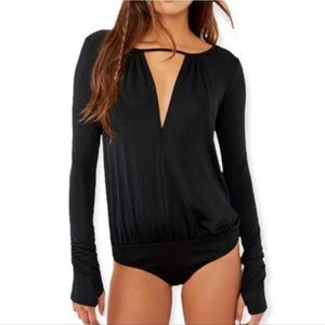NWT FREE PEOPLE INTIMATE KAYA BLACK BODYSUIT MEDIUM LARGE